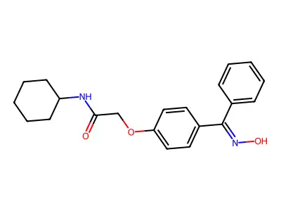 N-cyclohexyl-2-[4-(N-hydroxy-C-phenylcarbonimidoyl)phenoxy]acetamide structure