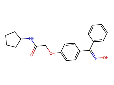 N-cyclopentyl-2-[4-(N-hydroxy-C-phenylcarbonimidoyl)phenoxy]acetamide structure
