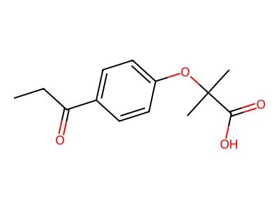 Propanoic acid, 2-methyl-2-(4-(1-oxopropyl)phenoxy)- structure