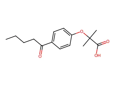 Propanoic acid, 2-methyl-2-(4-(1-oxopentyl)phenoxy)- structure