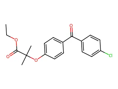 Ethyl 2-(4-(4-chlorobenzoyl)phenoxy)-2-methylpropanoate structure
