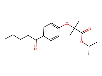 Propanoic acid, 2-methyl-2-(4-(1-oxopentyl)phenoxy)-, 1-methylethyl ester structure
