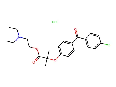 Propanoic acid, 2-(4-(4-chlorobenzoyl)phenoxy)-2-methyl-, 2-(diethylamino)ethyl ester, hydrochloride structure