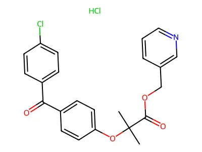 Propanoic acid, 2-(4-(4-chlorobenzoyl)phenoxy)-2-methyl-, 3-pyridinylmethyl ester, hydrochloride structure