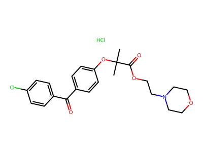 Propanoic acid, 2-(4-(4-chlorobenzoyl)phenoxy)-2-methyl-, 2-(4-morpholinyl)ethyl ester, hydrochloride structure