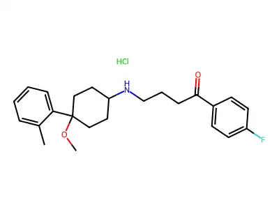 1-Butanone, 1-(4-fluorophenyl)-4-((4-methoxy-4-(2-methylphenyl)cyclohexyl)amino)-, hydrochloride, cis- structure