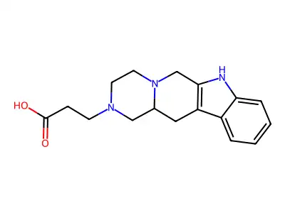 dl-1,2,3,4,6,7,12,12a-Octahydropyrazino(1',2':1,6)pyrido(3,4-b)indole-2-propionic acid structure