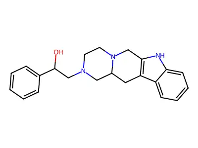 (+-)-3,4,6,7,12,12a-Hexahydro-alpha-phenylpyrazino(1',2':1,6)pyrido(3,4-b)indole-2(1H)-ethanol structure