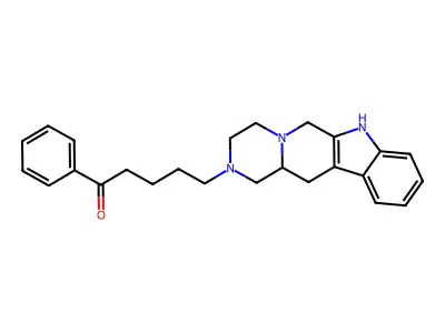 5-(3,4,6,7,12,12a-Hexahydropyrazino(1',2':1,6)pyrido(3,4-b)indol-2-yl)-1-phenyl-1-pentanone structure