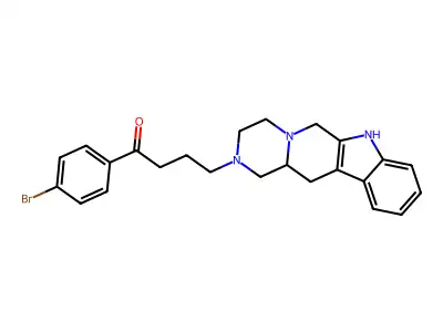 Pyrazino(1',2':1,6)pyrido(3,4-b)indole, 1,2,3,4,6,7,12,12a-octahydro-2-(3-((p-bromophenyl)carbonyl)propyl)-, dl- structure