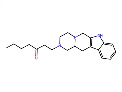 Pyrazino(1',2':1,6)pyrido(3,4-b)indole, 1,2,3,4,6,7,12,12a-octahydro-2-(2-butylcarbonylethyl)-, dl- structure