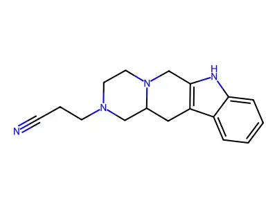 (+-)-3,4,6,7,12,12a-Hexahydropyrazino(1',2':1,6)pyrido(3,4-b)indole-2(1H)-propanenitrile structure
