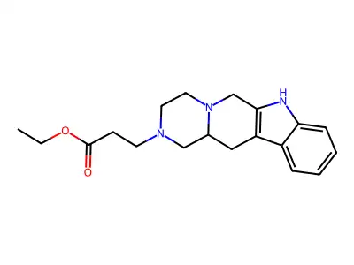 Pyrazino(1',2':1,6)pyrido(3,4-b)indole-2-propionic acid, 1,2,3,4,6,7,12,12a-octahydro-, ethyl ester, dl- structure