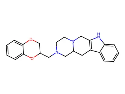 Pyrazino(1',2':1,6)pyrido(3,4-b)indole, 1,2,3,4,6,7,12,12a-octahydro-2- (1,4-benzodioxan-2-yl)methyl-, dl- structure