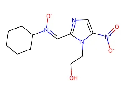 N-cyclohexyl-1-[1-(2-hydroxyethyl)-5-nitroimidazol-2-yl]methanimine oxide structure