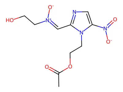 1-[1-(2-acetyloxyethyl)-5-nitroimidazol-2-yl]-N-(2-hydroxyethyl)methanimine oxide structure