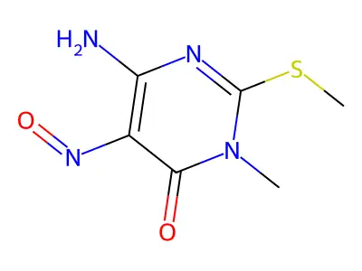 6-Amino-3-methyl-2-methylsulfanyl-5-nitrosopyrimidin-4-one structure