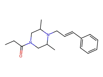 1-[3,5-Dimethyl-4-(3-phenylprop-2-enyl)piperazin-1-yl]propan-1-one structure