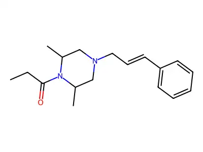 2,6-Dimethyl-1-(1-oxopropyl)-4-(3-phenyl-2-propenyl)piperazine structure