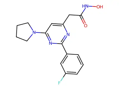 4-Pyrimidineacetamide, 2-(3-fluorophenyl)-N-hydroxy-6-(1-pyrrolidinyl)- structure