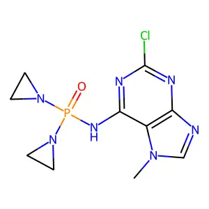 Phosphinic acid, P,P-bis(1-aziridinyl)-N-(2-chloro-7-methyl-7H-purin-6-yl)- structure