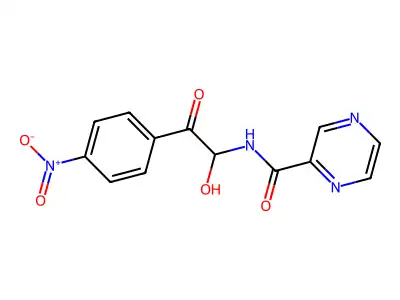 Pyrazinecarboxamide, N-(1-hydroxy-2-(4-nitrophenyl)-2-oxoethyl)- structure