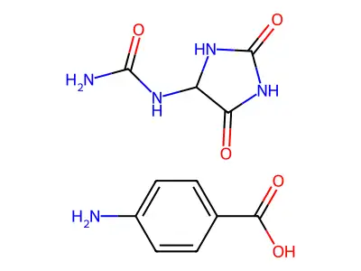Benzoic acid, 4-amino-, compd. with (2,5-dioxo-4-imidazolidinyl)urea (1:1) structure