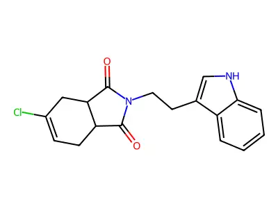 5-chloro-2-[2-(1H-indol-3-yl)ethyl]-3a,4,7,7a-tetrahydroisoindole-1,3-dione structure