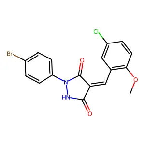 (4Z)-1-(4-bromophenyl)-4-(5-chloro-2-methoxybenzylidene)pyrazolidine-3,5-dione structure
