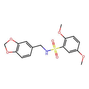 N-(1,3-benzodioxol-5-ylmethyl)-2,5-dimethoxybenzenesulfonamide structure