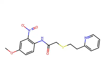 N-(4-methoxy-2-nitrophenyl)-2-(2-pyridin-2-ylethylsulfanyl)acetamide structure