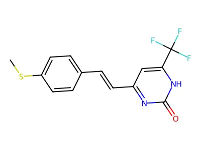 4-[(E)-2-(4-methylsulfanylphenyl)ethenyl]-6-(trifluoromethyl)-1H-pyrimidin-2-one structure