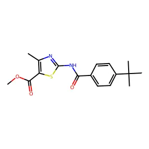 Methyl 2-(4-tert-butylbenzamido)-4-methyl-1,3-thiazole-5-carboxylate structure