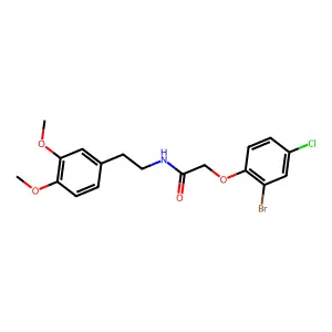 2-(2-bromo-4-chlorophenoxy)-N-[2-(3,4-dimethoxyphenyl)ethyl]acetamide structure