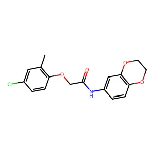2-(4-chloro-2-methylphenoxy)-N-(2,3-dihydro-1,4-benzodioxin-6-yl)acetamide structure