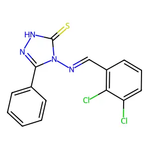 4-[(1Z)-2-(2,3-dichlorophenyl)-1-azavinyl]-5-phenyl-1,2,4-triazole-3-thiol structure