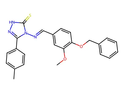 4-[(E)-(3-methoxy-4-phenylmethoxyphenyl)methylideneamino]-3-(4-methylphenyl)-1H-1,2,4-triazole-5-thione structure