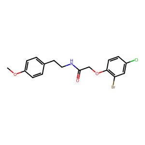 2-(2-bromo-4-chlorophenoxy)-N-[2-(4-methoxyphenyl)ethyl]acetamide structure