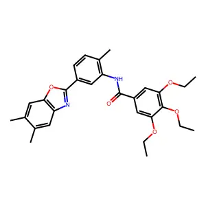 N-[5-(5,6-dimethyl-1,3-benzoxazol-2-yl)-2-methylphenyl]-3,4,5-triethoxybenzamide structure