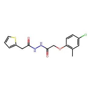2-(4-chloro-2-methylphenoxy)-N'-(thiophen-2-ylacetyl)acetohydrazide structure