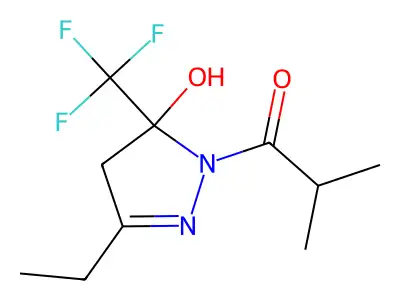 1-[3-ethyl-5-hydroxy-5-(trifluoromethyl)-4H-pyrazol-1-yl]-2-methylpropan-1-one structure