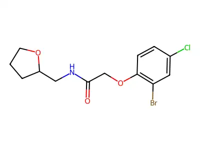 2-(2-bromo-4-chlorophenoxy)-N-(oxolan-2-ylmethyl)acetamide structure