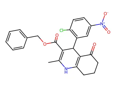 benzyl 4-(2-chloro-5-nitrophenyl)-2-methyl-5-oxo-1,4,5,6,7,8-hexahydroquinoline-3-carboxylate structure