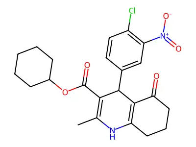 cyclohexyl 4-(4-chloro-3-nitrophenyl)-2-methyl-5-oxo-1,4,5,6,7,8-hexahydroquinoline-3-carboxylate structure