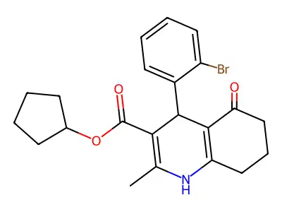 cyclopentyl 4-(2-bromophenyl)-2-methyl-5-oxo-1,4,5,6,7,8-hexahydroquinoline-3-carboxylate structure