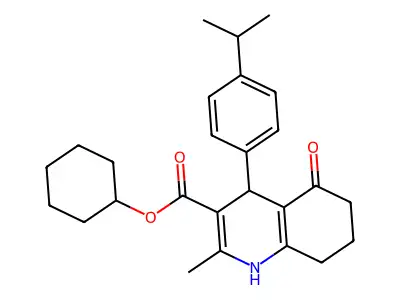 cyclohexyl 2-methyl-5-oxo-4-[4-(propan-2-yl)phenyl]-1,4,5,6,7,8-hexahydroquinoline-3-carboxylate structure