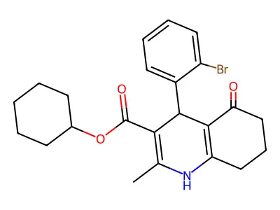 cyclohexyl 4-(2-bromophenyl)-2-methyl-5-oxo-1,4,5,6,7,8-hexahydroquinoline-3-carboxylate structure