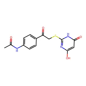 N-[4-[2-[(4-hydroxy-6-oxo-1H-pyrimidin-2-yl)sulfanyl]acetyl]phenyl]acetamide structure