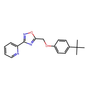 2-{5-[(4-Tert-butylphenoxy)methyl]-1,2,4-oxadiazol-3-yl}pyridine structure