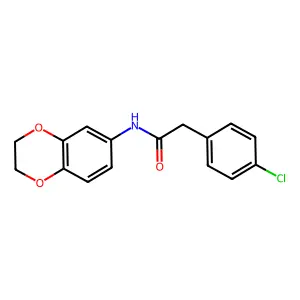 2-(4-chlorophenyl)-N-(2,3-dihydro-1,4-benzodioxin-6-yl)acetamide structure